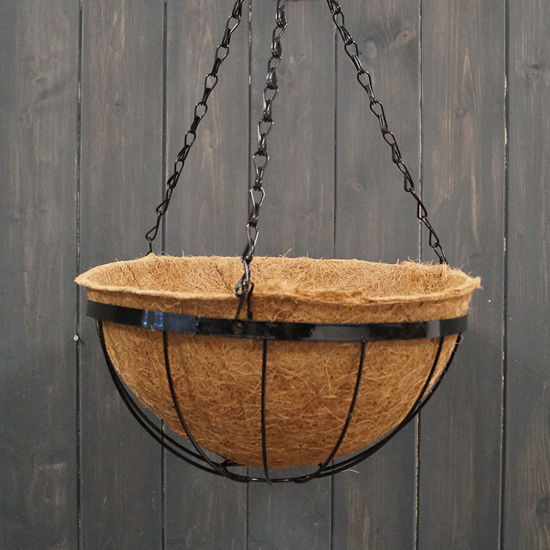 30.5cm Simple Straight Wire Hanging Basket with Coco Liner detail page